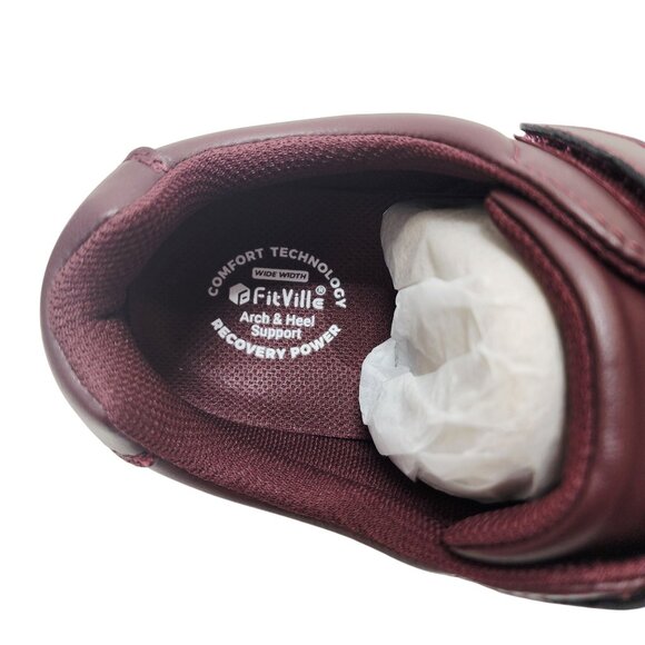 FitVille Brisk Walk Elite V3 Women's Wide Fit Burgundy Sneakers Size 9.5 - Picture 2 of 14